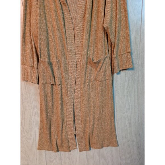 Torrid Women's Plus 5 5X Open Rib Cardigan Sweater Camel Tan Lightweight Long - Picture 3 of 10